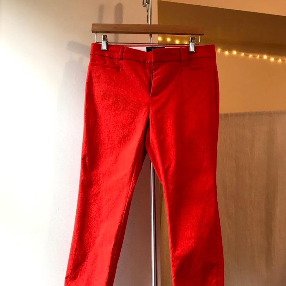 Banana Sloan Texture Slim Ankle Pants Red/Orange